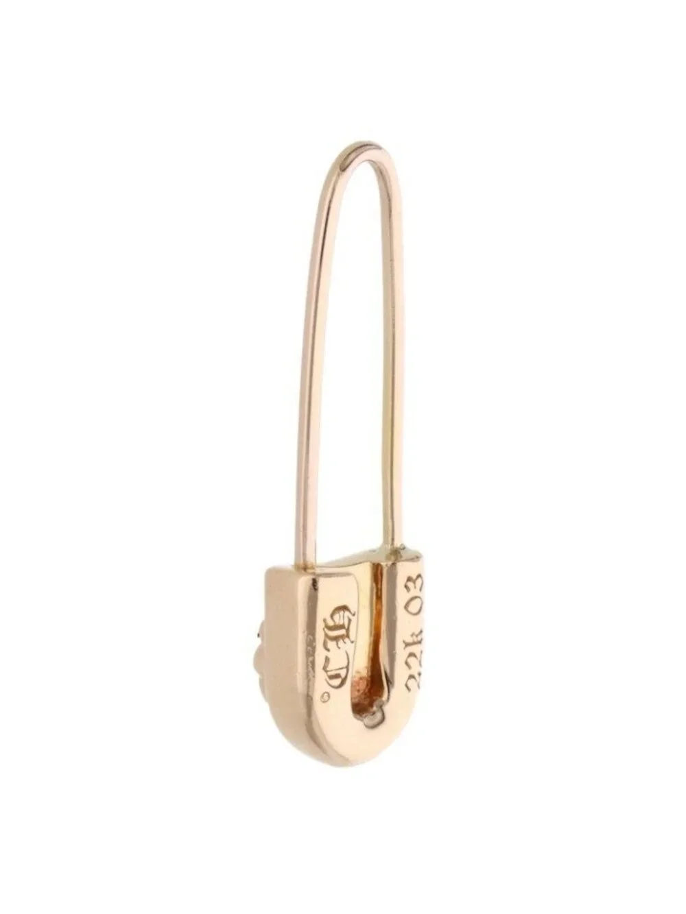 Chrome Hearts 22k ER Safety Pin Dia Gold Earrings